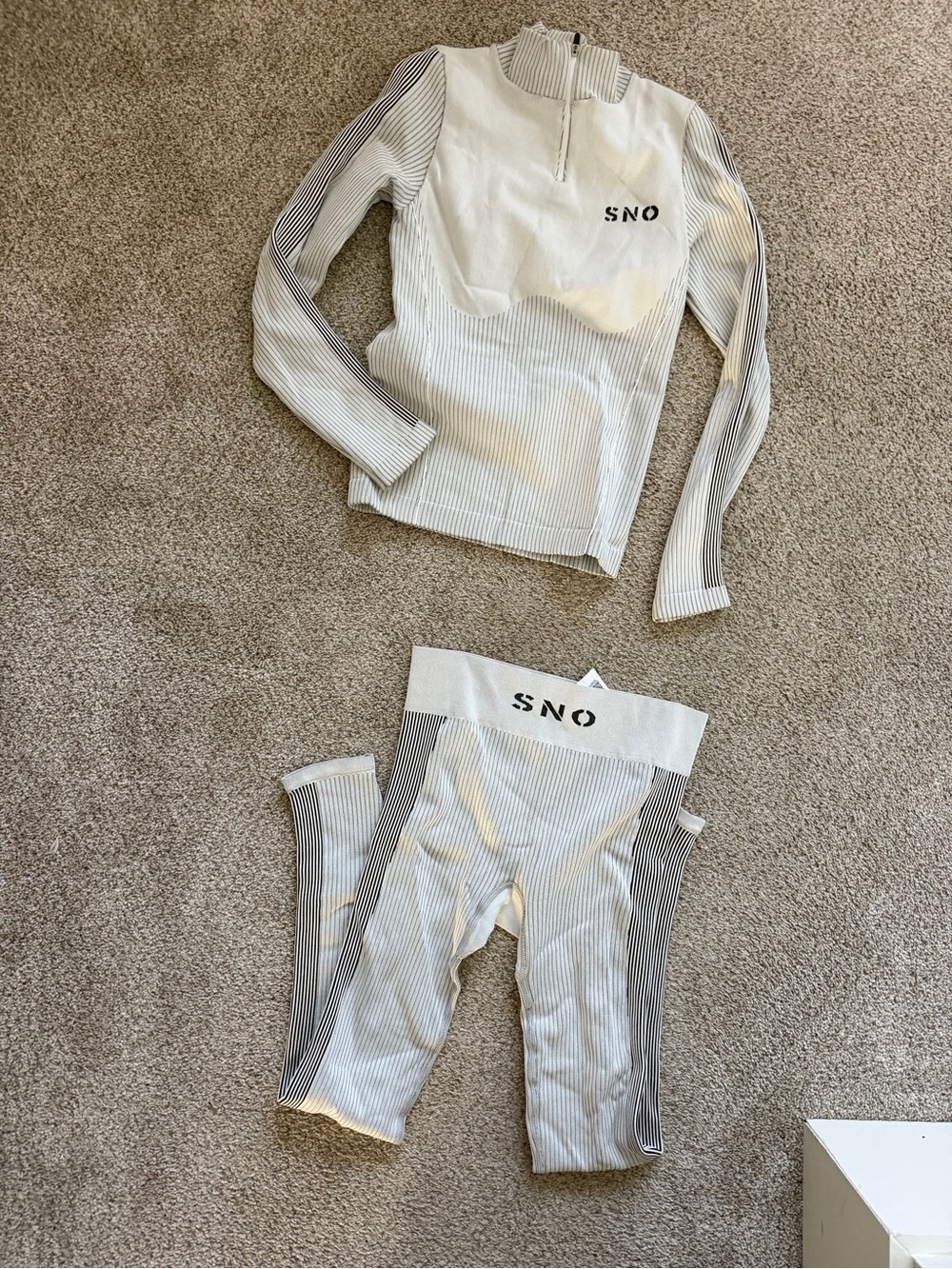 Topshop Light Gray Ribbed Women's Base Layer Set Womens